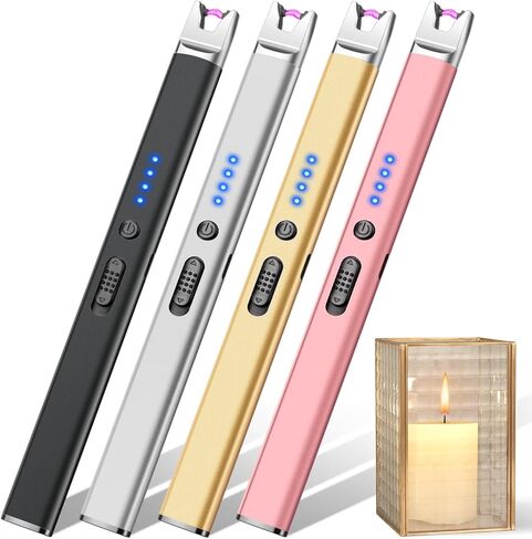 LcFun 3 عبوات من ولاعة الشموع الكهربائية USB القابلة لإعادة الشحن ولاعة بلازما مع قفل أمان، ولاعات طويلة عديمة اللهب مقاومة للرياح للشموع والشواية والشواء والتخييم ومواقد الغاز (أسود، وردي، أزرق) in Saudi Arabia