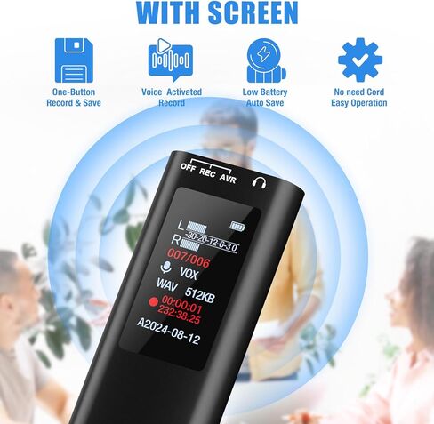 Digital Voice Recorder, 64GB USB Voice Activated Recorder with Playback, Mini Recorder with 750Hrs Recording Capacity for Meetings Interviews, HD Recording Device with Screen in Saudi Arabia