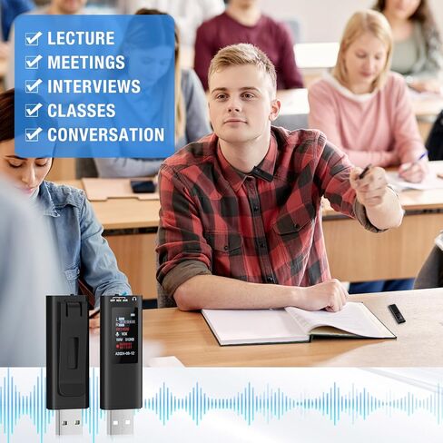 Digital Voice Recorder, 64GB USB Voice Activated Recorder with Playback, Mini Recorder with 750Hrs Recording Capacity for Meetings Interviews, HD Recording Device with Screen in Saudi Arabia
