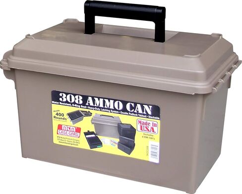 علبة ذخيرة MTM ACC308 308-Caliber مع 4 صناديق RM-100، تحمل 400 طلقة، بلاستيك بولي بروبيلين متين، ختم مقاوم للماء، نظام إغلاق، قفل مزدوج محكم للأمان، أرض داكنة in Saudi Arabia