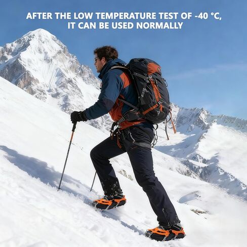 24 Spikes Crampons for Shoes, Stainless Steel Non-Slip Ice Cleats for Boots and Shoes with Adjustable Straps for Hiking, Mountaineering, Trekking, and Winter Outdoor Activities in Saudi Arabia
