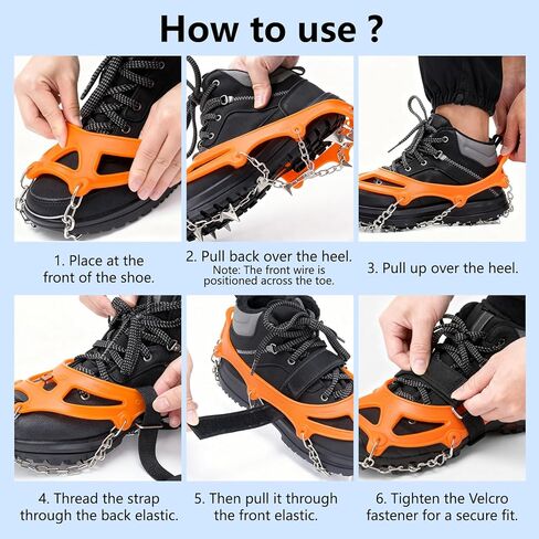 24 Spikes Crampons for Shoes, Stainless Steel Non-Slip Ice Cleats for Boots and Shoes with Adjustable Straps for Hiking, Mountaineering, Trekking, and Winter Outdoor Activities in Saudi Arabia