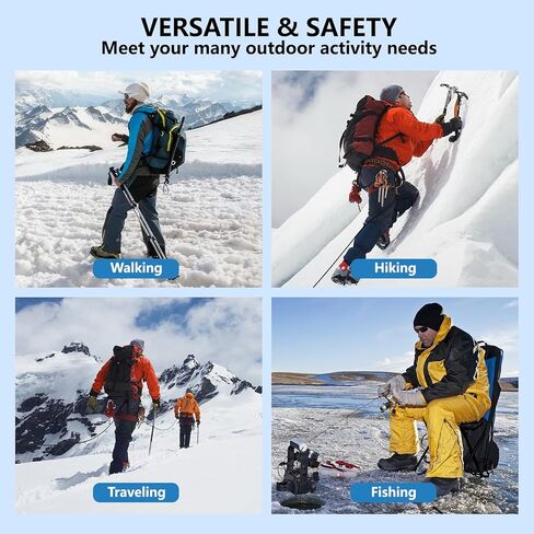 24 Spikes Crampons for Shoes, Stainless Steel Non-Slip Ice Cleats for Boots and Shoes with Adjustable Straps for Hiking, Mountaineering, Trekking, and Winter Outdoor Activities in Saudi Arabia