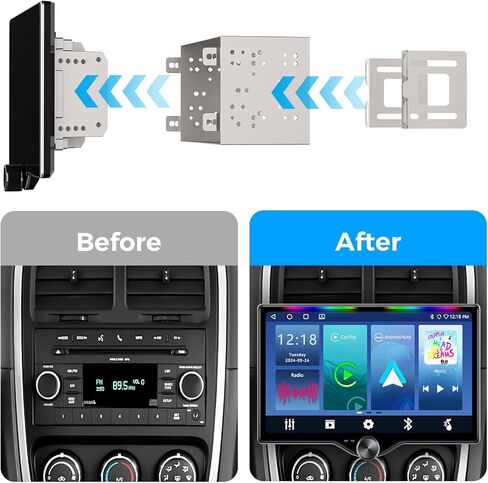ستيريو سيارة QLED مزدوج Din مقاس 10.1 بوصة مع تشغيل لاسلكي وAndroid Auto، شريط مضيء لمزامنة الموسيقى، SWC، بلوتوث، كاميرا احتياطية، 240 وات، مخرج مضخم صوت مزدوج، راديو السيارة، الملاحة، FM/AM in Kuwait