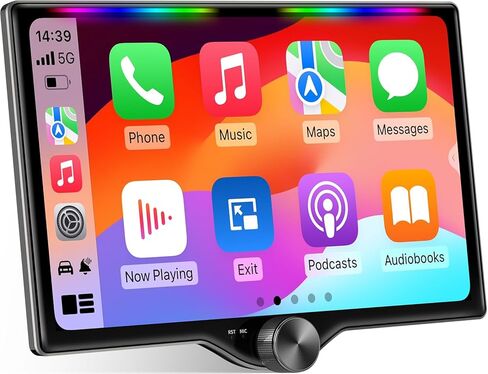 ستيريو سيارة QLED مزدوج Din مقاس 10.1 بوصة مع تشغيل لاسلكي وAndroid Auto، شريط مضيء لمزامنة الموسيقى، SWC، بلوتوث، كاميرا احتياطية، 240 وات، مخرج مضخم صوت مزدوج، راديو السيارة، الملاحة، FM/AM in Kuwait