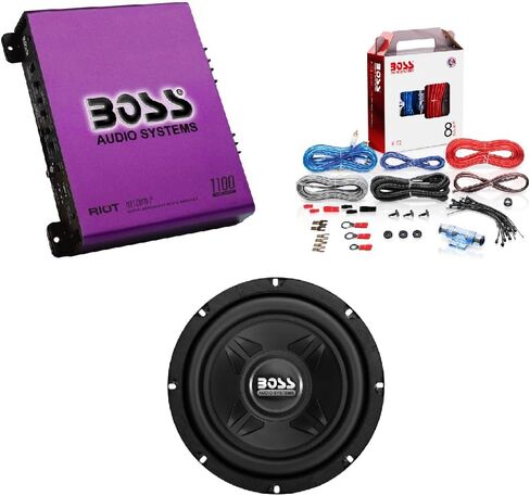 مضخم صوت BOSS للأنظمة الصوتية + مضخم صوت 8 بوصة + مجموعة أسلاك ذات 8 قياسات in Saudi Arabia