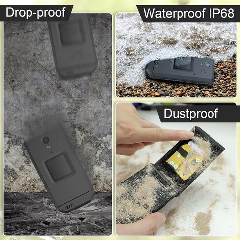 هاتف Unifone S22 الذكي القابل للطي (16 جيجابايت) شاشة لمس 2.8 بوصة هاتف خلوي متين Android 11، IP68 مقاوم للماء، فتحة نانو واحدة 4G LTE GSM، متوافق مع T-Mobile، AT&T (أسود) in Kuwait