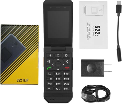 هاتف Unifone S22 الذكي القابل للطي (16 جيجابايت) شاشة لمس 2.8 بوصة هاتف خلوي متين Android 11، IP68 مقاوم للماء، فتحة نانو واحدة 4G LTE GSM، متوافق مع T-Mobile، AT&T (أسود) in Kuwait