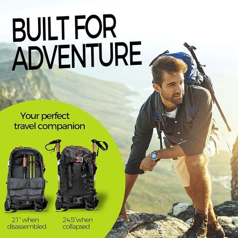 أقطاب الرحلات للمشي لمسافات طويلة، عصي المشي خفيفة الوزن 7075 من الألومنيوم قابلة للطي مع مقابض الفلين، ارتفاع قابل للتعديل، أقطاب المشي لمسافات طويلة قابلة للطي للرجال والنساء وكبار السن، معدات السفر وحقائب الظهر in Kuwait