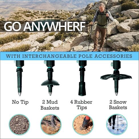 أقطاب الرحلات للمشي لمسافات طويلة، عصي المشي خفيفة الوزن 7075 من الألومنيوم قابلة للطي مع مقابض الفلين، ارتفاع قابل للتعديل، أقطاب المشي لمسافات طويلة قابلة للطي للرجال والنساء وكبار السن، معدات السفر وحقائب الظهر in Kuwait