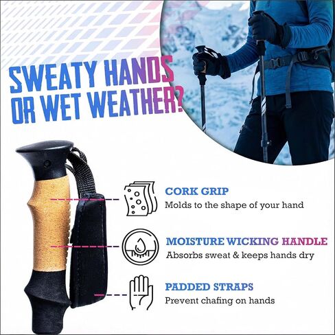 أقطاب الرحلات للمشي لمسافات طويلة، عصي المشي خفيفة الوزن 7075 من الألومنيوم قابلة للطي مع مقابض الفلين، ارتفاع قابل للتعديل، أقطاب المشي لمسافات طويلة قابلة للطي للرجال والنساء وكبار السن، معدات السفر وحقائب الظهر in Kuwait