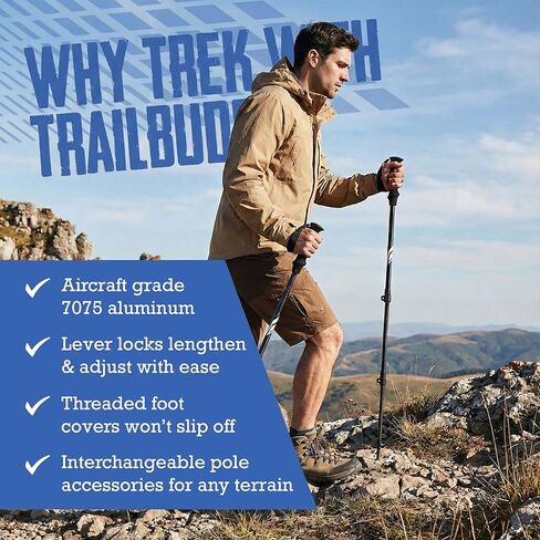 أقطاب الرحلات للمشي لمسافات طويلة، عصي المشي خفيفة الوزن 7075 من الألومنيوم قابلة للطي مع مقابض الفلين، ارتفاع قابل للتعديل، أقطاب المشي لمسافات طويلة قابلة للطي للرجال والنساء وكبار السن، معدات السفر وحقائب الظهر in Kuwait