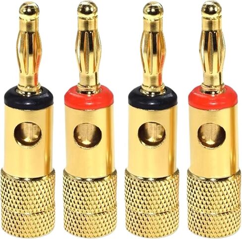 8pcs 4mm Gold-Plated Musical Cable Wire Banana Adapter Audio Speaker Connector Plated Musical for Speaker Wire Amplifiers(4 Red 4 Black) in Saudi Arabia