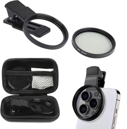 52mm Clip-On Cpl Phone Camera Lens Filter, Enhance Photo Quality,Polarizer Circular Filter,for Photography Enthusiasts,Ultra Slim Multi- Coated Cpl Filter Compatible with iPhone 15/14/13 Samsung in Saudi Arabia