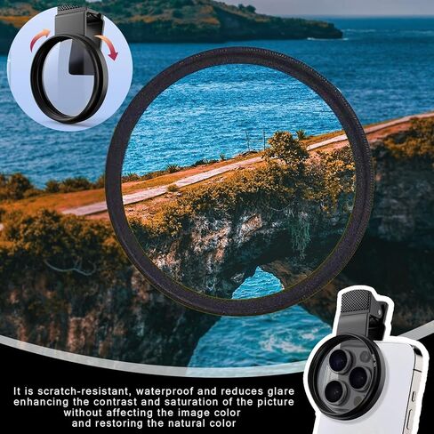 52mm Clip-On Cpl Phone Camera Lens Filter, Enhance Photo Quality,Polarizer Circular Filter,for Photography Enthusiasts,Ultra Slim Multi- Coated Cpl Filter Compatible with iPhone 15/14/13 Samsung in Saudi Arabia