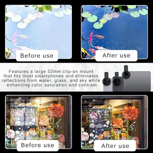 52mm Clip-On Cpl Phone Camera Lens Filter, Enhance Photo Quality,Polarizer Circular Filter,for Photography Enthusiasts,Ultra Slim Multi- Coated Cpl Filter Compatible with iPhone 15/14/13 Samsung in Saudi Arabia