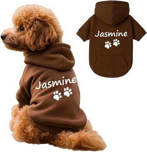 Personalized Name Dog Hoodie, Embroidered Hoodies Pet Name, Custom Puppy Sweater Warm Winter Outfit for Dogs, Unique Pet Birthday Gift Memorial Sweatshirt for Dog Lovers in Kuwait