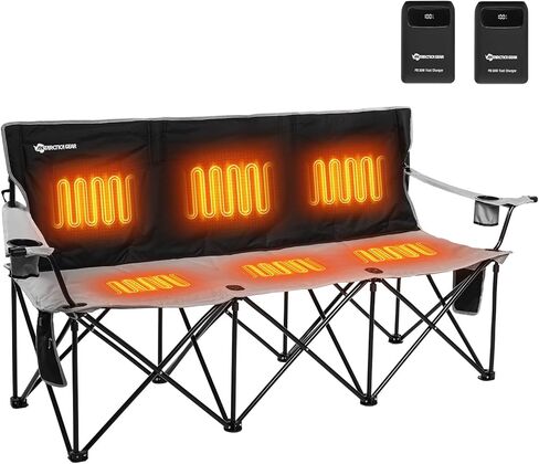 ANTARCTICA GEAR Heated Double Camping Chair, 2-Person Folding Chair with 12V 16000mAh Battery Pack, Heated Portable Loveseat Chair, for Outdoor in Kuwait