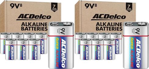 ACDelco 8-Count 9V Batteries, Maximum Power Super Alkaline Battery for Home and Office, 7-Year Shelf Life, Reclosable Packaging in Saudi Arabia