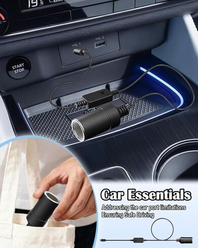 محول مقبس ولاعة السجائر USB C ذكر إلى 12 فولت 12 وات كحد أقصى، كابل محول أنثى مقبس ولاعة السجائر في السيارة، قابل للتعديل 5 فولت 9 فولت 12 فولت 15 فولت 20 فولت لأجهزة القياس in Kuwait