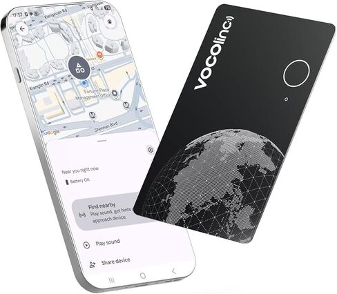 VOCOlinc Air Tag Smart Card for Android & iOS, New Dual System Rechargeable Wallet Tracker Work with Google Find Hub or Apple Find My APP, Item Finder Locator for Luggage, Suitcase. Slim 1.6mm, 2 Pack in Kuwait