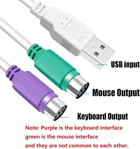 استبدال كابل PS/2 الأبيض إلى USB، ومحول USB النشط إلى PS/2 المزدوج، ومحول الماوس ولوحة المفاتيح المتوافق مع لوحة المفاتيح PS2 in Kuwait