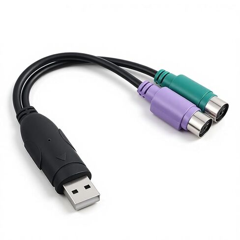 محول PS2 إلى USB، قابس USB إلى PS/2، محول PS2 مزدوج نشط، شاشة USB-لوحة المفاتيح، محول ماسح الباركود للكمبيوتر المحمول، محول الماوس للوحة المفاتيح PS/2 (أسود) in Saudi Arabia