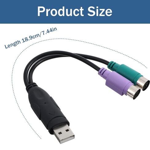 محول PS2 إلى USB، قابس USB إلى PS/2، محول PS2 مزدوج نشط، شاشة USB-لوحة المفاتيح، محول ماسح الباركود للكمبيوتر المحمول، محول الماوس للوحة المفاتيح PS/2 (أسود) in Saudi Arabia