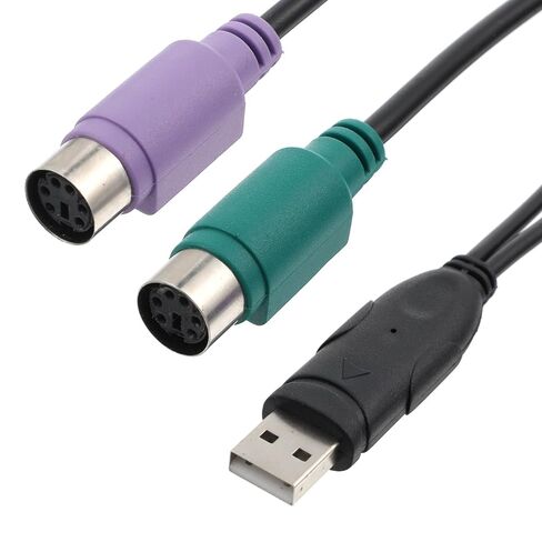محول PS2 إلى USB، قابس USB إلى PS/2، محول PS2 مزدوج نشط، شاشة USB-لوحة المفاتيح، محول ماسح الباركود للكمبيوتر المحمول، محول الماوس للوحة المفاتيح PS/2 (أسود) in Saudi Arabia
