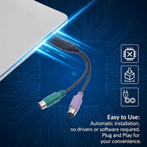 محول PS2 إلى USB، قابس USB إلى PS/2، محول PS2 مزدوج نشط، شاشة USB-لوحة المفاتيح، محول ماسح الباركود للكمبيوتر المحمول، محول الماوس للوحة المفاتيح PS/2 (أسود) in Saudi Arabia