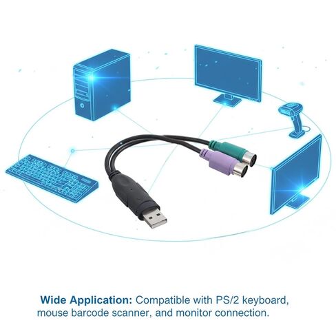 محول PS2 إلى USB، قابس USB إلى PS/2، محول PS2 مزدوج نشط، شاشة USB-لوحة المفاتيح، محول ماسح الباركود للكمبيوتر المحمول، محول الماوس للوحة المفاتيح PS/2 (أسود) in Saudi Arabia