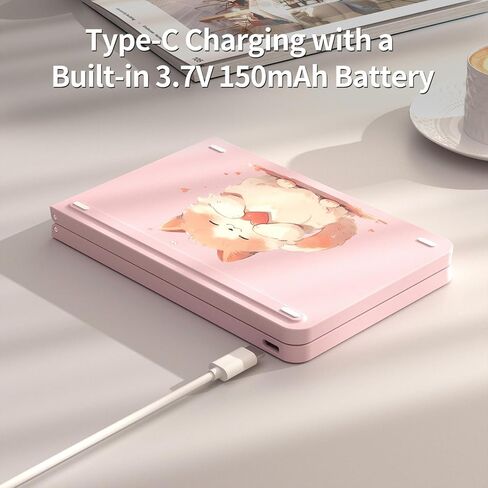 Pink Foldable Mini Bluetooth Keyboard, Portable Compact Wireless Rechargeable Keyboard with 67 Slim Quiet Keys, Cute Pocket-Sized Travel Keyboard for iPad iPhone Android Tablet Mac Windows-Cat Theme in Saudi Arabia