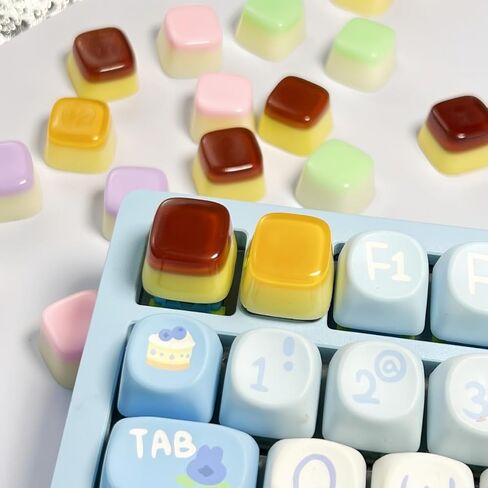 Jelly Artisan Keycap (Caramel Brown) - Retro Coffee Style Glazed Resin Keycap for Mechanical Keyboard - Vintage Amber Pudding Custom Key Cap, Warm Cozy Desk Setup Decor in Saudi Arabia