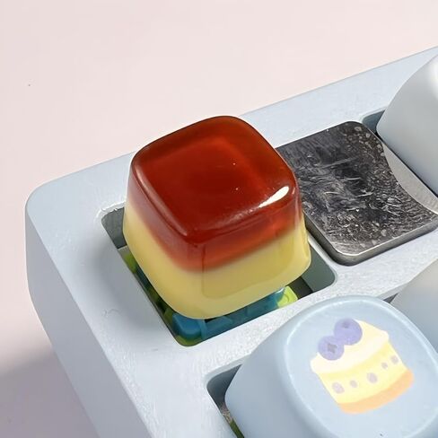 Jelly Artisan Keycap (Caramel Brown) - Retro Coffee Style Glazed Resin Keycap for Mechanical Keyboard - Vintage Amber Pudding Custom Key Cap, Warm Cozy Desk Setup Decor in Saudi Arabia