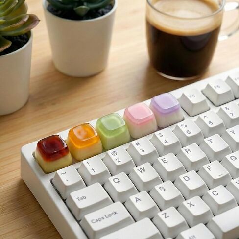 Jelly Artisan Keycap (Caramel Brown) - Retro Coffee Style Glazed Resin Keycap for Mechanical Keyboard - Vintage Amber Pudding Custom Key Cap, Warm Cozy Desk Setup Decor in Saudi Arabia