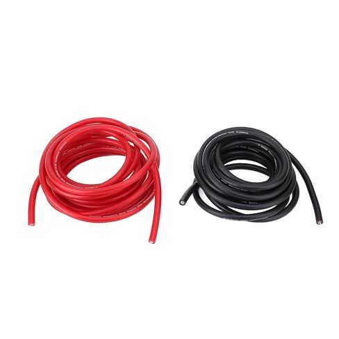 مجموعة كابلات عاكس الطاقة المحمولة 4AWG، مجموعة أسلاك كهربائية موصلة مستقرة لمكبرات صوت السيارة، RVs والمقطورات، 20 قدم أحمر أسود 2 حزمة in Kuwait