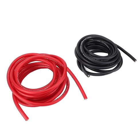 مجموعة كابلات عاكس الطاقة المحمولة 4AWG، مجموعة أسلاك كهربائية موصلة مستقرة لمكبرات صوت السيارة، RVs والمقطورات، 20 قدم أحمر أسود 2 حزمة in Kuwait