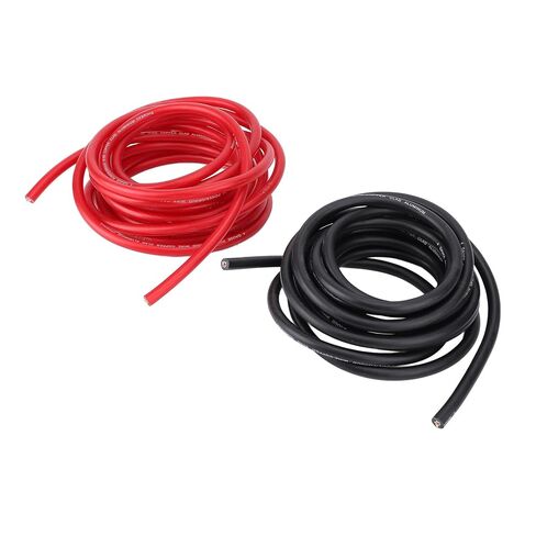 مجموعة كابلات عاكس الطاقة المحمولة 4AWG، مجموعة أسلاك كهربائية موصلة مستقرة لمكبرات صوت السيارة، RVs والمقطورات، 20 قدم أحمر أسود 2 حزمة in Kuwait