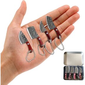 HAOXU MIni Hatchet Pocket Knife Tiny Axe Knife Set Damascus Small Hatchet for Package Opener Box Cutter Outdoor Camping - Set of 4 in Saudi Arabia