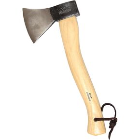 PRANDI German Hatchet 1.76 رطل - مقبض هيكوري 14.97 بوصة مع سلسلة جلدية - مثالية للتخييم وصناعة الأدغال - صنع في إيطاليا in Kuwait