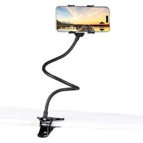 Gooseneck Phone Holder for Bed, [Upgrade Metal Stable] Flexible Gooseneck Long Arm Phone Mount for Desk with 360° Adjustable Clamp Clip Overhead Bedside Phone Stand, for All 4-7" Cellphone in Saudi Arabia
