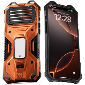 4-in-1 Designed Case for iPhone 16 Pro Max with Expanded 5000mAh Using Life, Military Grade Charging Case with Lens Protection&LED Light&Wristband for Outdoor Activities (Jungle Green) in Kuwait