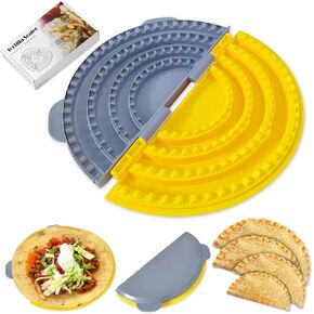 4-in-1 Tortilla Sealer Crimper Press – Adjustable 4"-6"-8"-10" Tortilla & Taco/Burrito Maker Tool with Metal Edge | Easy to Clean, BPA-Free, Durable & Fun for Family Cooking (Orange & Cream) in Saudi Arabia