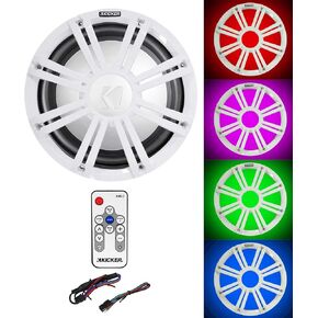 Audiosavings Bundle: Kicker 45KMF102 10" RMS Marine Boat Subwoofer Bundle with 45KMG10W 10" White Grille w/LED Subwoofer & 41KMLC KMLC LED Light Controller (3 Items) in Saudi Arabia