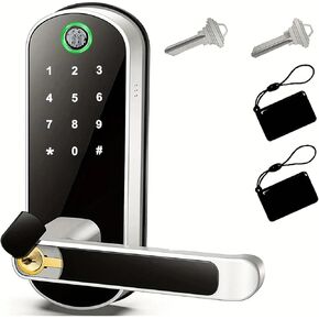 ALturn Smart Fingerprint Door Lock App Remote Control Keyless WiFi Digital Touchscreen Lock NFC IP67 Waterproof with 2 IC Cards(Black) in Kuwait