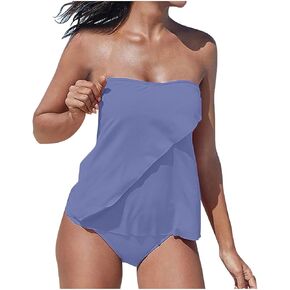 المرأتين قطعة Tankini المايوه بلوسون السباحة الأعلى بويشورت لباس سباحة الصيف ملابس السباحة الأزياء ملابس السباحة الصلبة in Kuwait