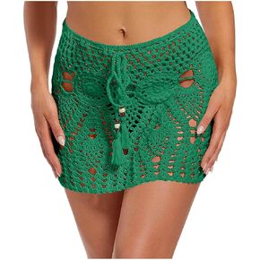 Women Crochet Beach Mini Skirt Swim Bikini Cover Up Skirt Knit Swimsuit Bathing Suit Swimwear Coverup in Saudi Arabia