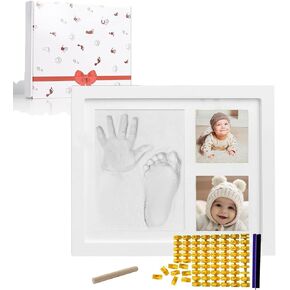 مجموعة أدوات بصمة اليد والقدم للأطفال من XQC - مجموعة تذكارية سريعة الجفاف بدون حبر مع إطار حضانة مخصص، ذكريات حديثي الولادة للفتيات والفتيان - حفل استقبال مثالي للطفل، سجل وهدية عيد الأم الأولى in Kuwait