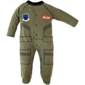 T.C., Unisex Baby Future Pilot Aviator Flight Suit Footed Crawler (0-3 Months) Olive Green in Saudi Arabia