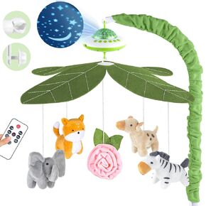 Baby Crib Mobile with Music and Lights, Nursery Baby Mobile for Crib Bassinet with Remote Control, Rotation, Starlight Projection, Crib Toys for Babies Boys Girls Pink in Saudi Arabia